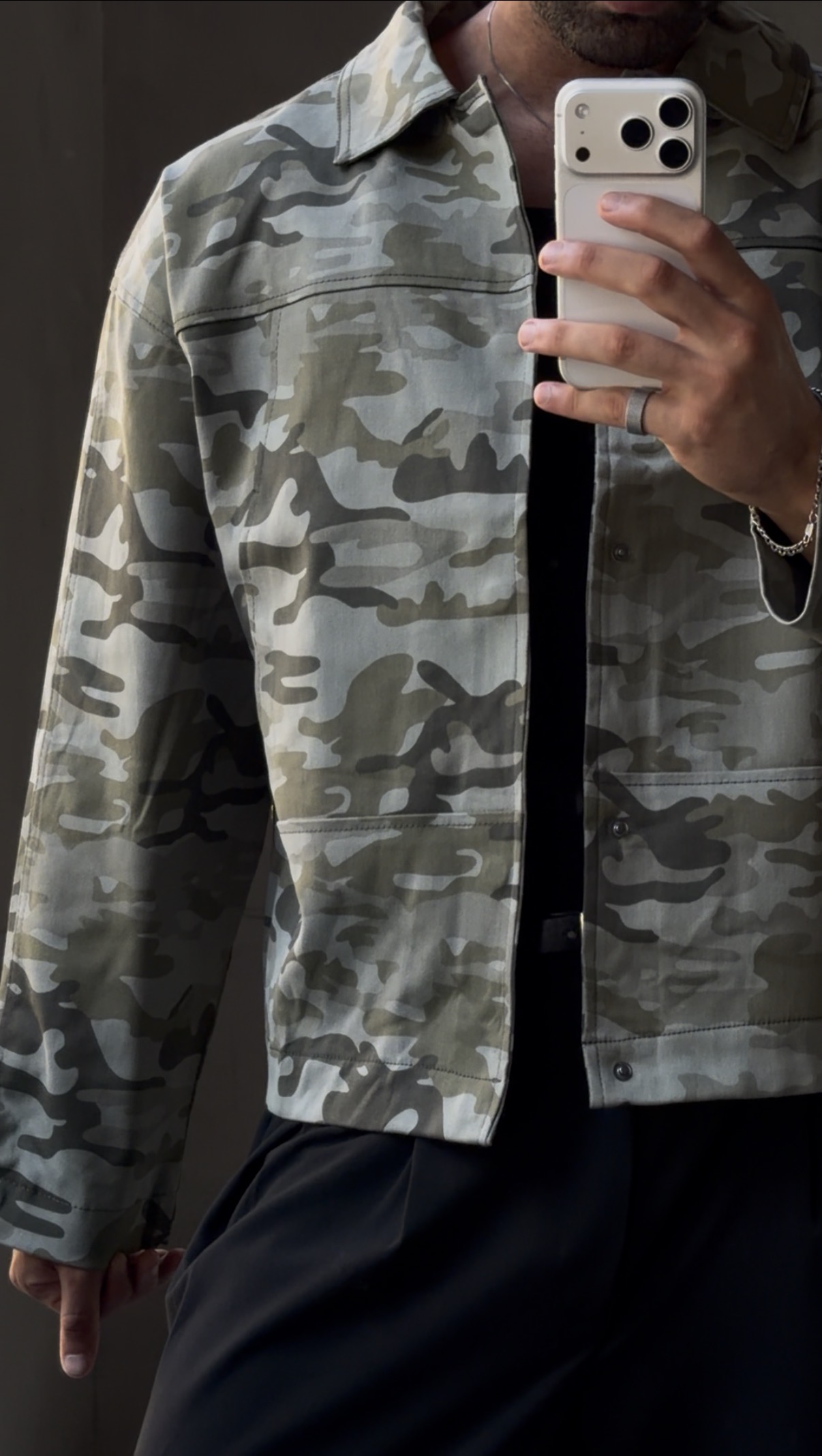 kamuflaj desenli oversize ceket