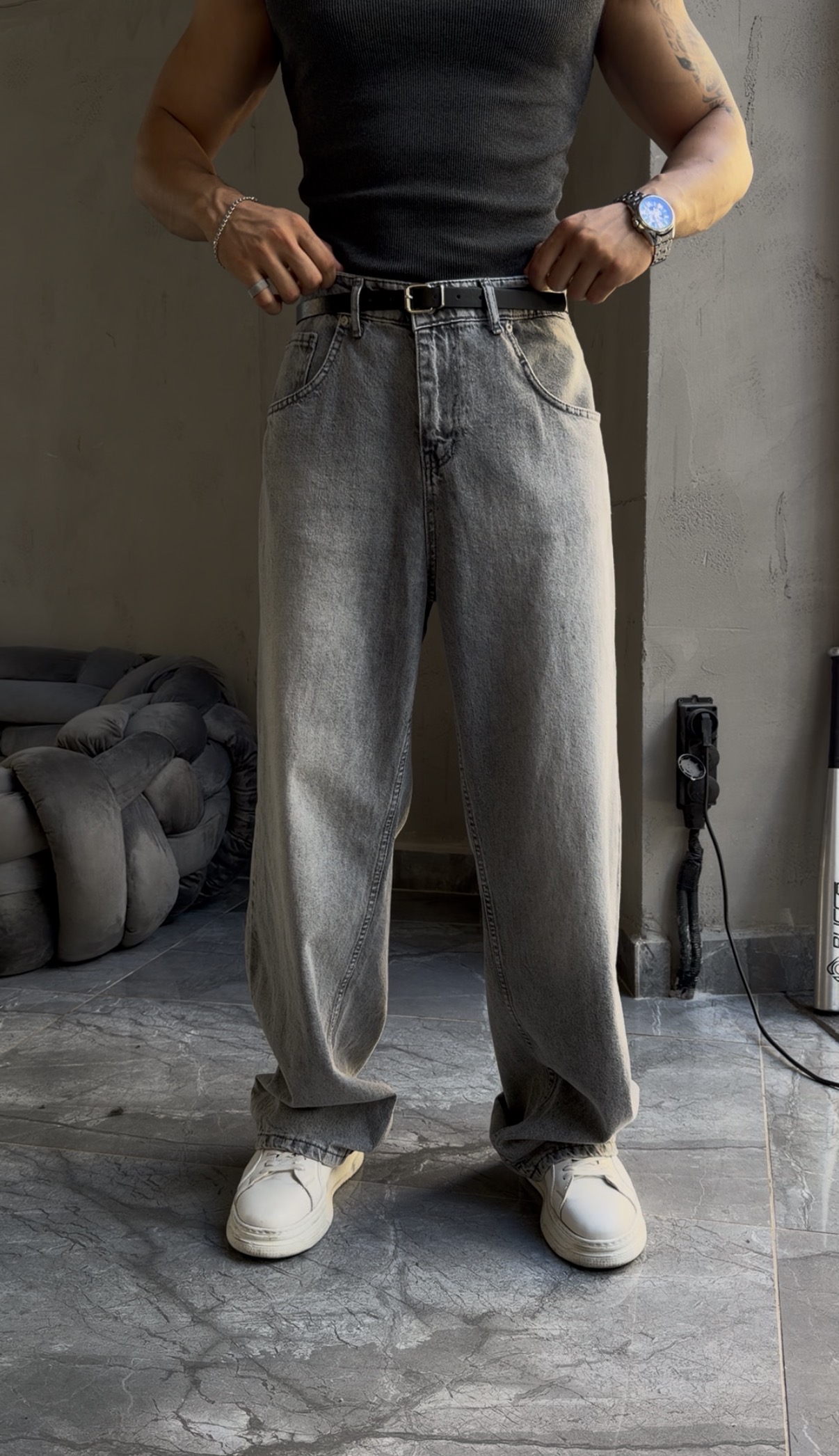 Yıkamalı Baggy Fit Jean.