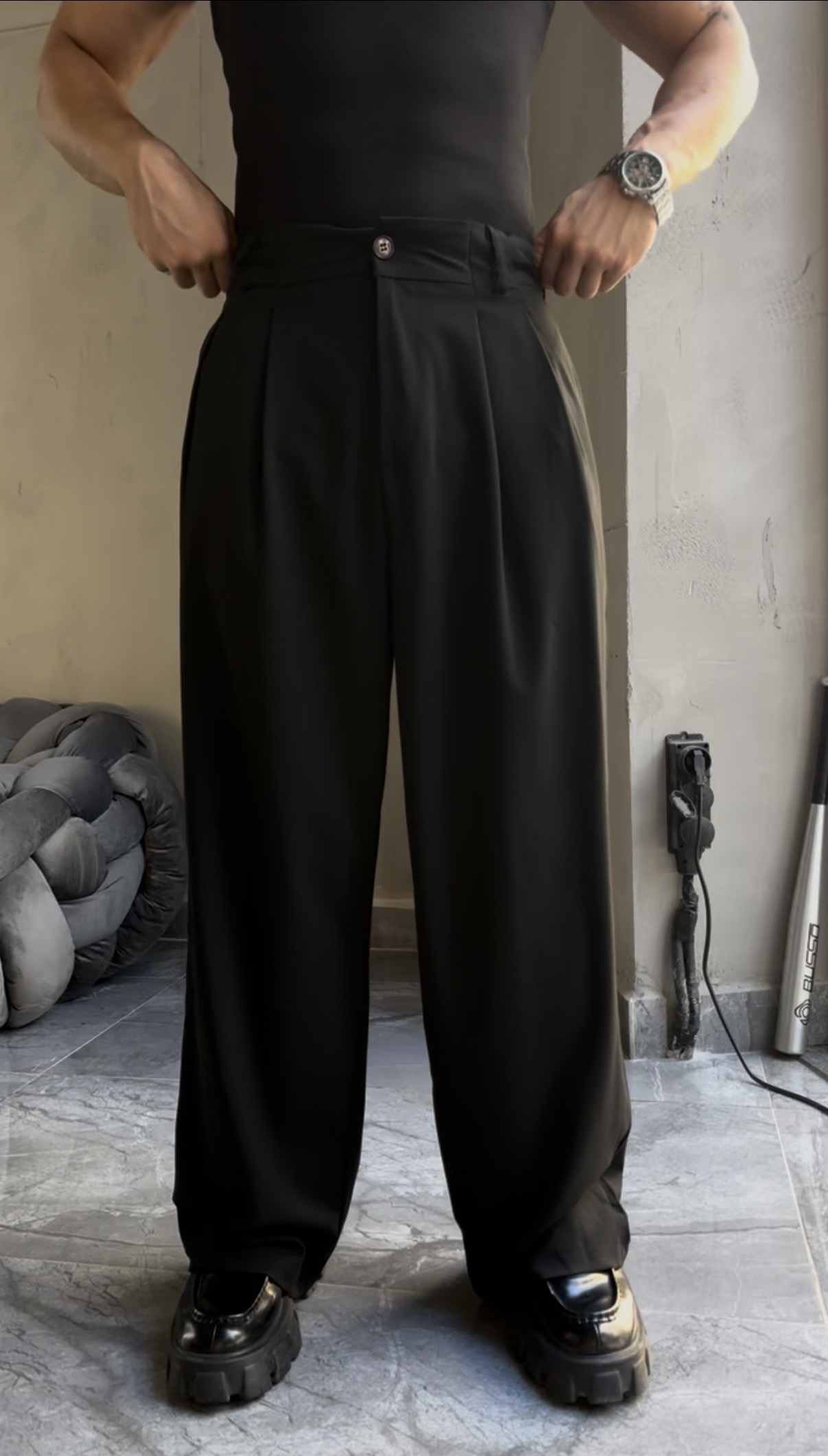 Yüksek Kalite Super Baggy Kumaş Pantolon