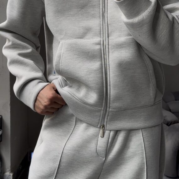 Oversize Fermuarlı Kapüşonlu Eşofman